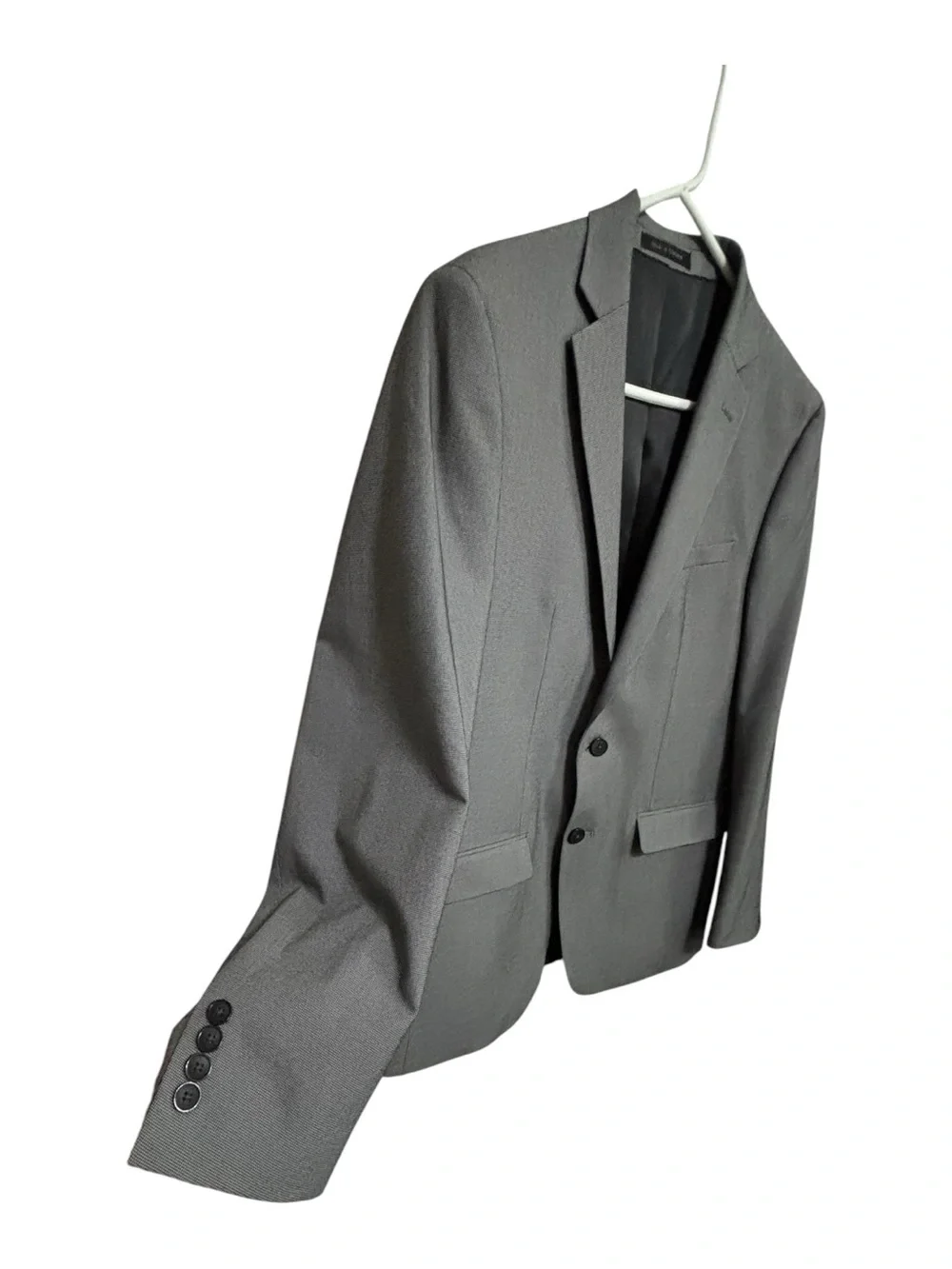 Van Heusen Flex Slim Fit Blazer Suit Jacket 42R Gray Houndstooth 2 Vent Back